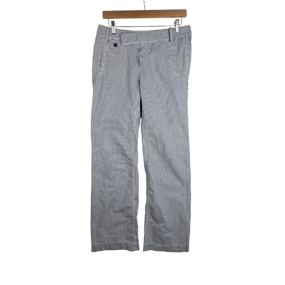 Banana Republic Women's Seersucker Martin Fit Pants size 6 Blue/White